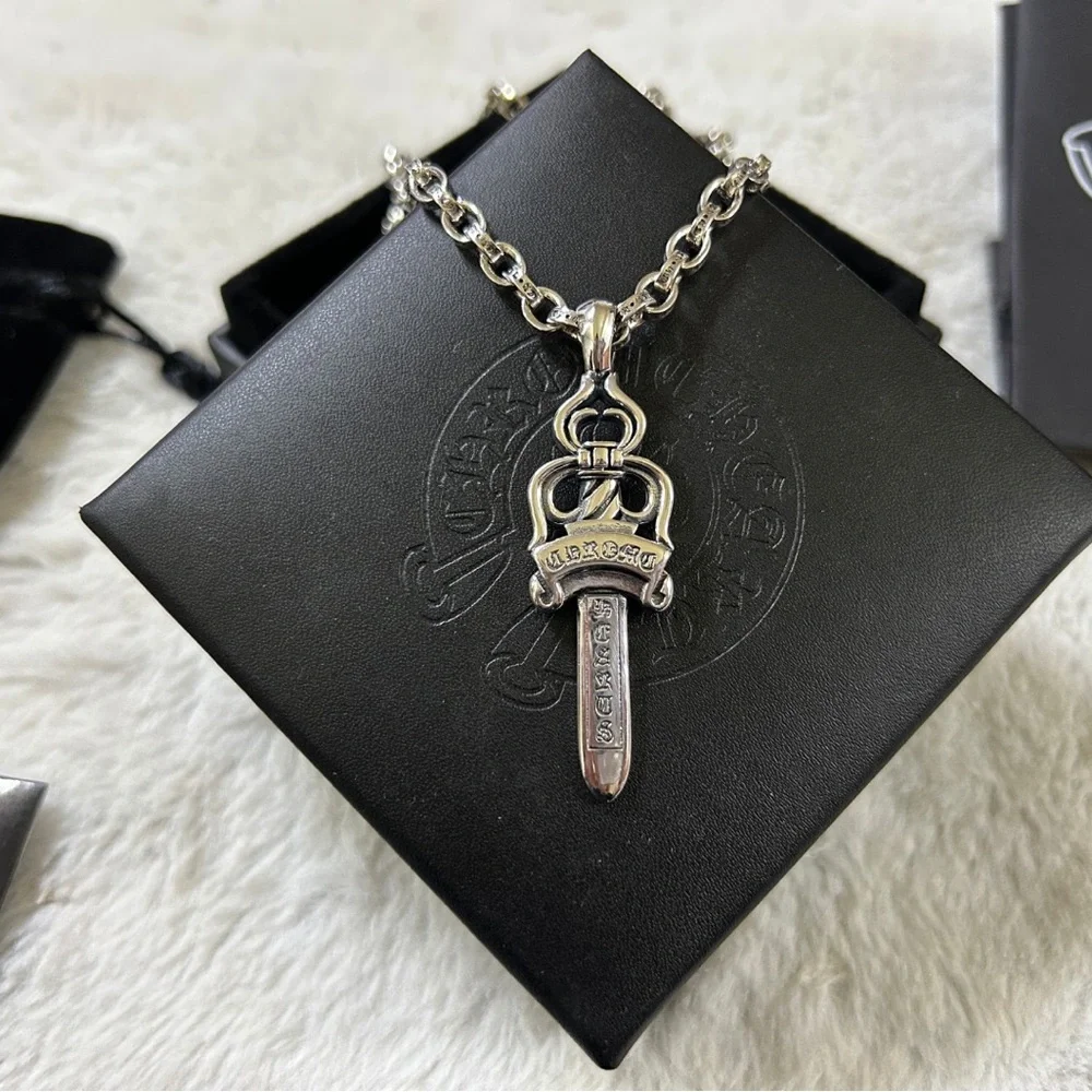 Chrome Hearts Silver Sword Dagger Pendant Necklace
